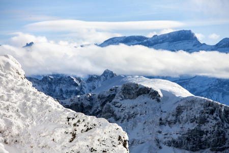 Top of snow mountain. Beautiful nature.の写真素材