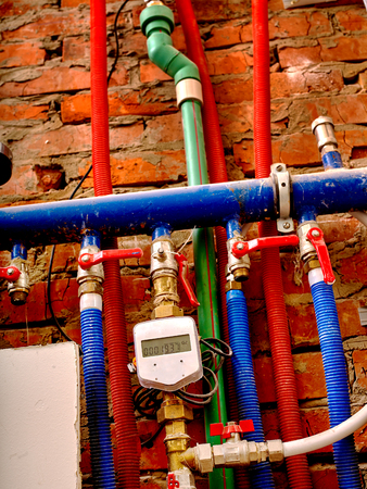 Heating system with a special tool.Brick wall.
