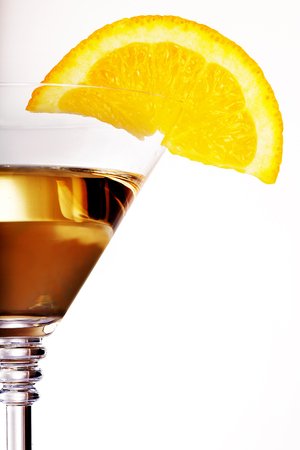 Glass champagne white background lemon sliceの写真素材