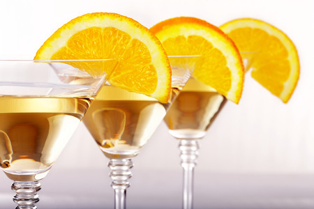 Glass champagne white background lemon sliceの写真素材