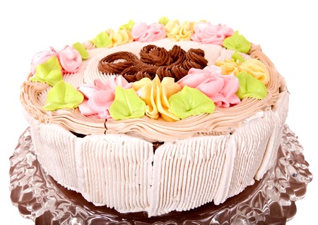Cake Cream Chocolate on tier stand isolatedの写真素材