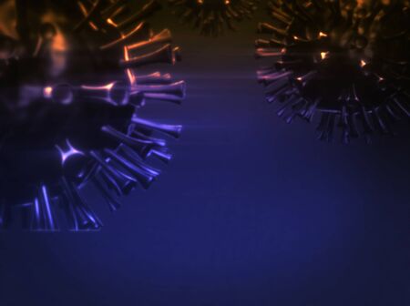 Pneumonia sars virus background with copy space. Pandemic covid 19 under medical electron microscope.の写真素材