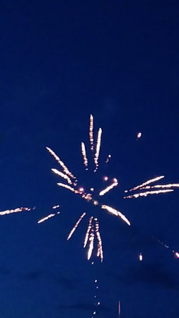 Fireworks in the night sky. New Year and Christmas celebration.の写真素材