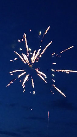 fireworks in the night sky of the city of Bilbaoの写真素材
