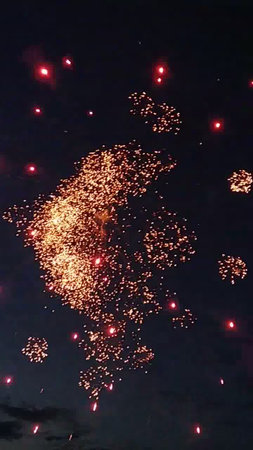 Fireworks in the night sky. Bright fireworks in the night sky.の写真素材