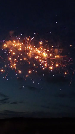 fireworks in the night sky, close-up of fireworkの写真素材