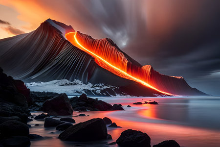 Fantastic view of Skaftafell mountain at sunset, Icelandの素材