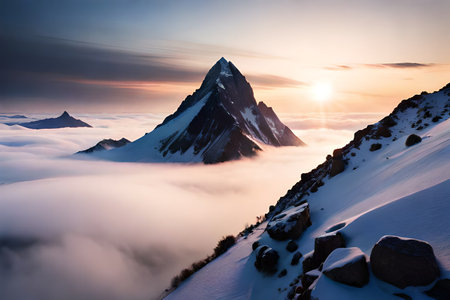 Matterhorn peak at sunrise, Zermatt, Switzerland.の素材
