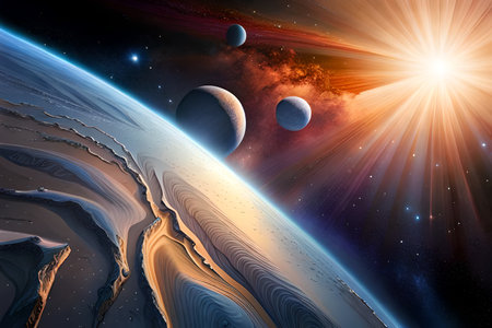 Planets and galaxy, science fiction wallpaper. Beauty of deep space.の素材
