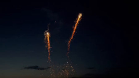 Beautiful fireworks in the night sky. Firework in the night sky.の写真素材