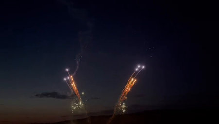 Fireworks in the night sky. The firework in the night sky.の写真素材