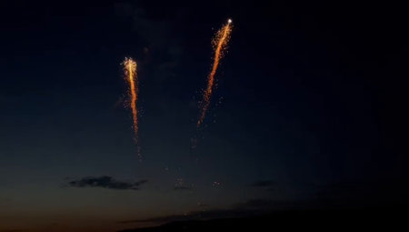 Fireworks in the night sky. Firework in the night sky.の写真素材