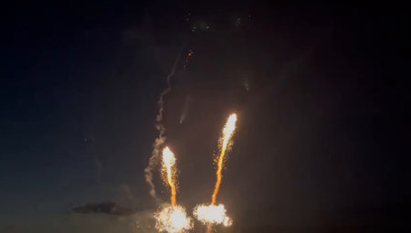 Fireworks in the night sky. Fireworks in the night sky.の写真素材