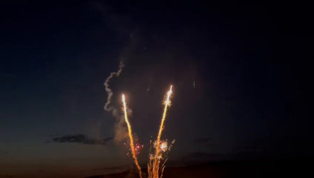 Beautiful fireworks in the night sky. Fireworks in the night sky.の写真素材