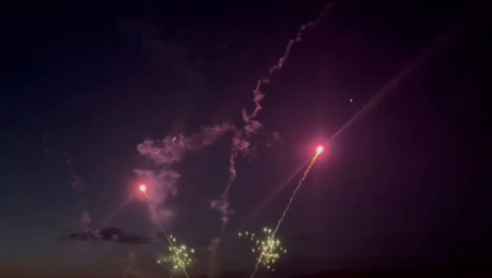 Fireworks in the night sky. Celebration of the new year.の写真素材