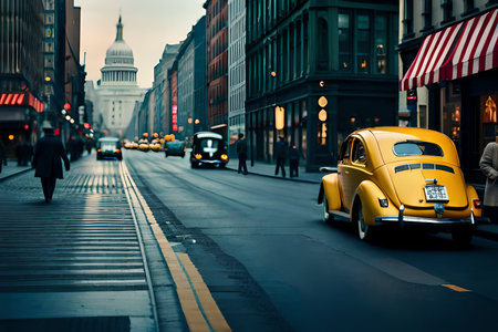 Taxis on the streets of London.の素材
