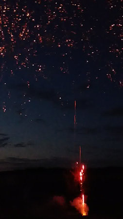 Fireworks at the end of the year in the night sky.の写真素材