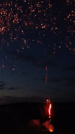 Fireworks in the night sky over the city of Kamchatkaの写真素材