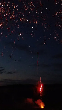 Fireworks in the night sky. New Year's Eve celebration.の写真素材