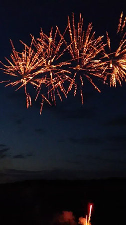 Beautiful fireworks in the night sky, celebration of the new yearの写真素材