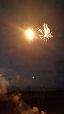 fireworks in the night sky.の写真素材