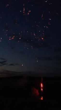 fireworks in the night sky over the city of Orenburgの写真素材