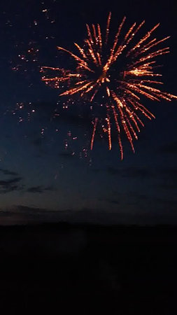 Beautiful fireworks on the black sky background. Fireworks in the night sky.の写真素材