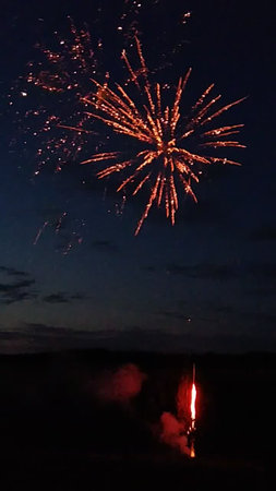 Fireworks in the night sky. The firework is in the night sky.の写真素材