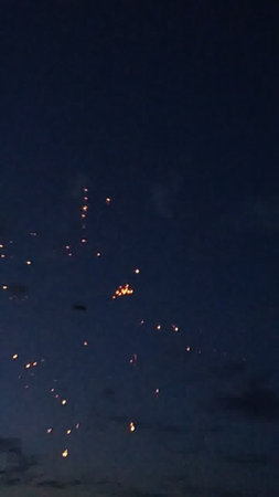 Fireworks in the night sky. New Year and Christmas celebration.の写真素材