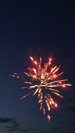 fireworks in the night sky, chiangmai thailandの写真素材