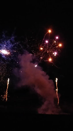 Beautiful fireworks in the night sky, New Year's Eve celebrationの写真素材