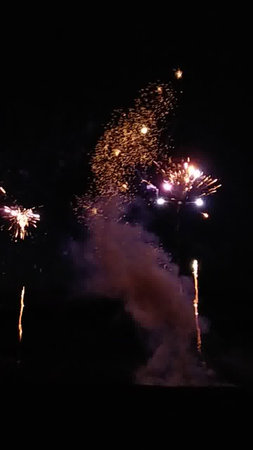 Beautiful firework display for celebration happy new year and merry christmasの写真素材