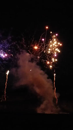 Firework display in the night sky. fireworks in the night sky.の写真素材