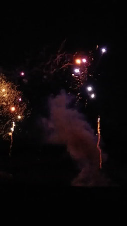 Fireworks in the night sky. Celebration of New Year and Christmas.の写真素材