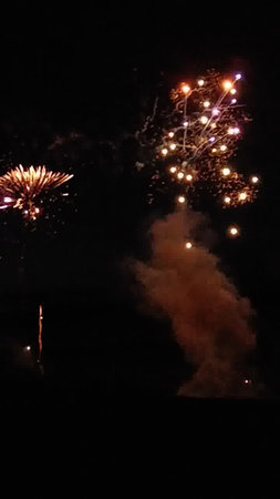 Fireworks in the night sky, celebration of the new year.の写真素材