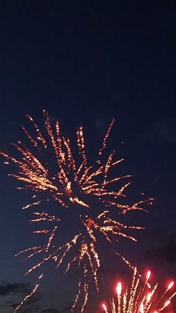 Fireworks in the night sky, celebrating the New Year and Christmasの写真素材