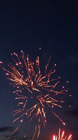 Fireworks in the night sky at Pattaya Chonburi Thailandの写真素材