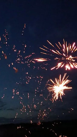 Fireworks in the night sky, New Year's Eve in Polandの写真素材