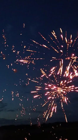 fireworks in the night sky, close-up of fireworkの写真素材