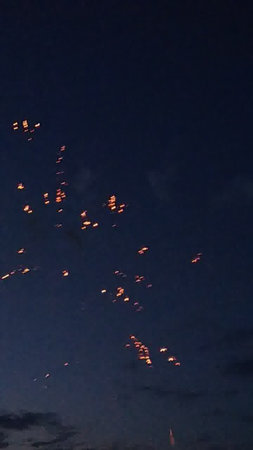 Fireworks in the night sky. Celebration of Chinese New Year.の写真素材