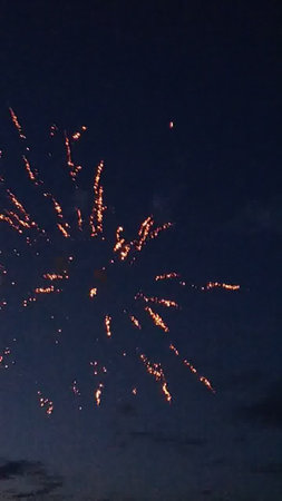 Fireworks in the night sky, close-up of fireworkの写真素材