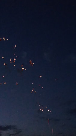 Fireworks in the night sky at the Chinese New Year celebration.の写真素材