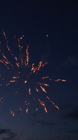 fireworks in the night sky, celebration of Independence Day of Ukraineの写真素材
