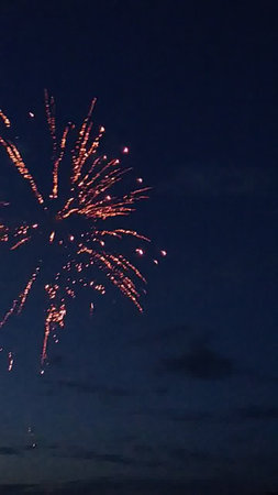 Fireworks in the night sky. New Year's Eve celebration.の写真素材
