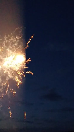 fireworks in the night sky, close up of firework in the night skyの写真素材