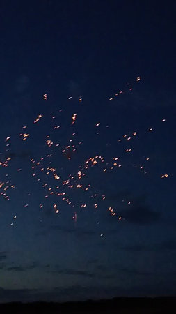 Fireworks in the night sky at the beginning of the day.の写真素材