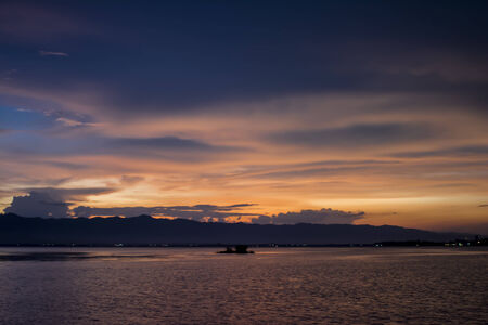 Lake at sun setの写真素材