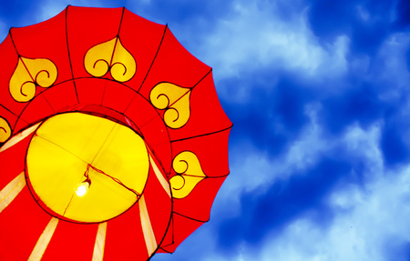 Asian lanterns during a religous festival の写真素材