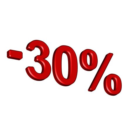 Sale price tag from red set. Computer generated 3D photo rendering.
