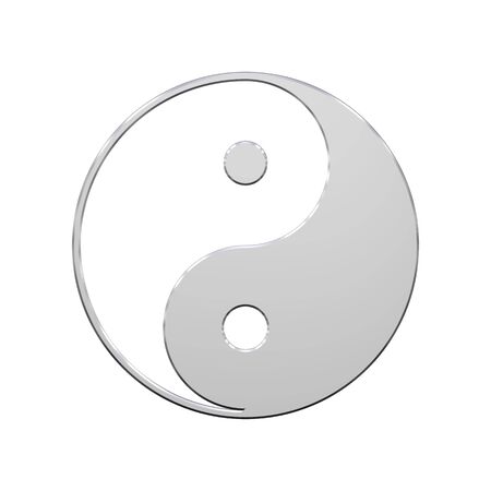 Chrome Tai Chi - Yin Yang sign. Computer generated 3D photo rendering.の写真素材